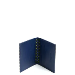 PORTACARTE PIEGHEVOLE IN SETA PELLE BLU SCURO 10 scomparti