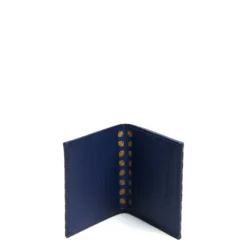 PORTACARTE PIEGHEVOLE IN SETA PELLE BLU SCURO 10 scomparti