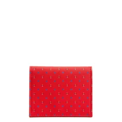 PORTACARTE PIEGHEVOLE IN SETA PELLE ROSSO 10 scomparti