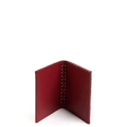PORTACARTE PIEGHEVOLE IN SETA PELLE BORDEAUX 10 scomparti