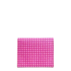 PORTACARTE PIEGHEVOLE IN SETA PELLE FUCSIA 10 scomparti