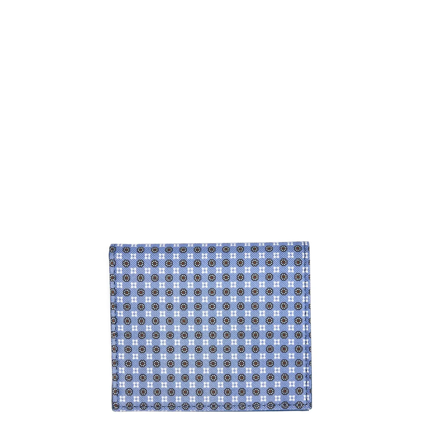 PORTAFOGLIO PICCOLO AZZURRO POLVERE In seta e pelle