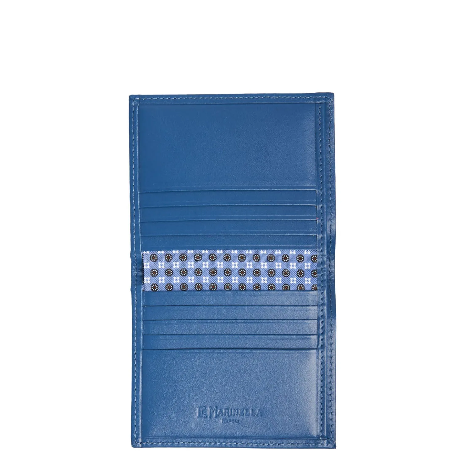 PORTAFOGLIO PICCOLO AZZURRO POLVERE In seta e pelle