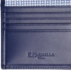 PORTAFOGLIO PICCOLO AZZURRO POLVERE In seta e pelle