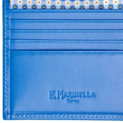 PORTAFOGLIO PICCOLO AZZURRO In seta e pelle