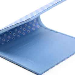 PORTAFOGLIO PICCOLO AZZURRO In seta e pelle