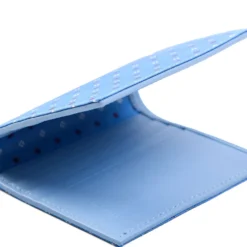 PORTAFOGLIO PICCOLO AZZURRO In seta e pelle