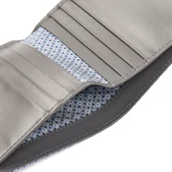 PORTAFOGLIO PICCOLO GRIGIO SCURO In seta e pelle