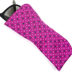 PORTAOCCHIALI FUCSIA In seta stampata a mano