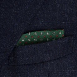 PORTAOCCHIALI VERDE SCURO In seta stampata a mano