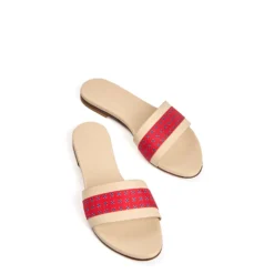SANDALO FLAT ICONOGRAPHIC SIGNATURE Con fascia in seta rossa