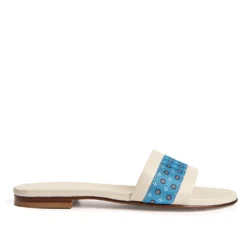 SANDALO FLAT ICONOGRAPHIC SIGNATURE Con fascia in seta azzurra