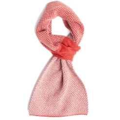 SCALDACOLLO ARANCIONE E BEIGE IN CASHMERE Microfantasia geometrica