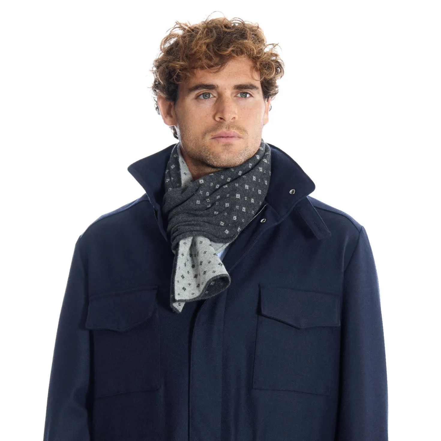 SCALDACOLLO GRIGIO SCURO MICROFANTASIA In cashmere
