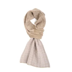 SCALDACOLLO MARRONE CHIARO E BEIGE MICROFANTASIA In cashmere