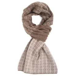 SCALDACOLLO MARRONE SCURO E BEIGE MICROFANTASIA In cashmere