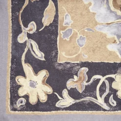 SCIALLE 135 GRIGIO IN LANA E SETA Con disegno di fiori a pastello
