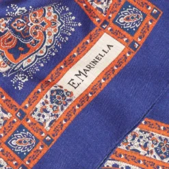 SCIALLE 140 MARRONE E BLUETTE IN LANA Fantasia floreale