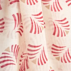 SCIARPA BEIGE IN COTONE E LINO Ventagli rossi