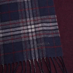 SCIARPA BICOLOR BLU SCURO IN SETA E CASHMERE Check