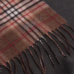 SCIARPA BICOLOR MARRONE IN SETA E CASHMERE Check