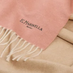 SCIARPA BICOLOR ROSA E BEIGE IN SETA E CASHMERE Tinta unita