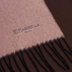 SCIARPA BICOLOR ROSA E MARRONE SCURO IN SETA E CASHMERE Tinta unita
