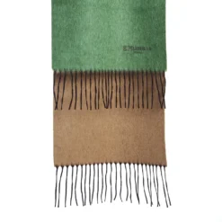 SCIARPA BICOLOR VERDE E BEIGE IN SETA E CASHMERE Tinta unita