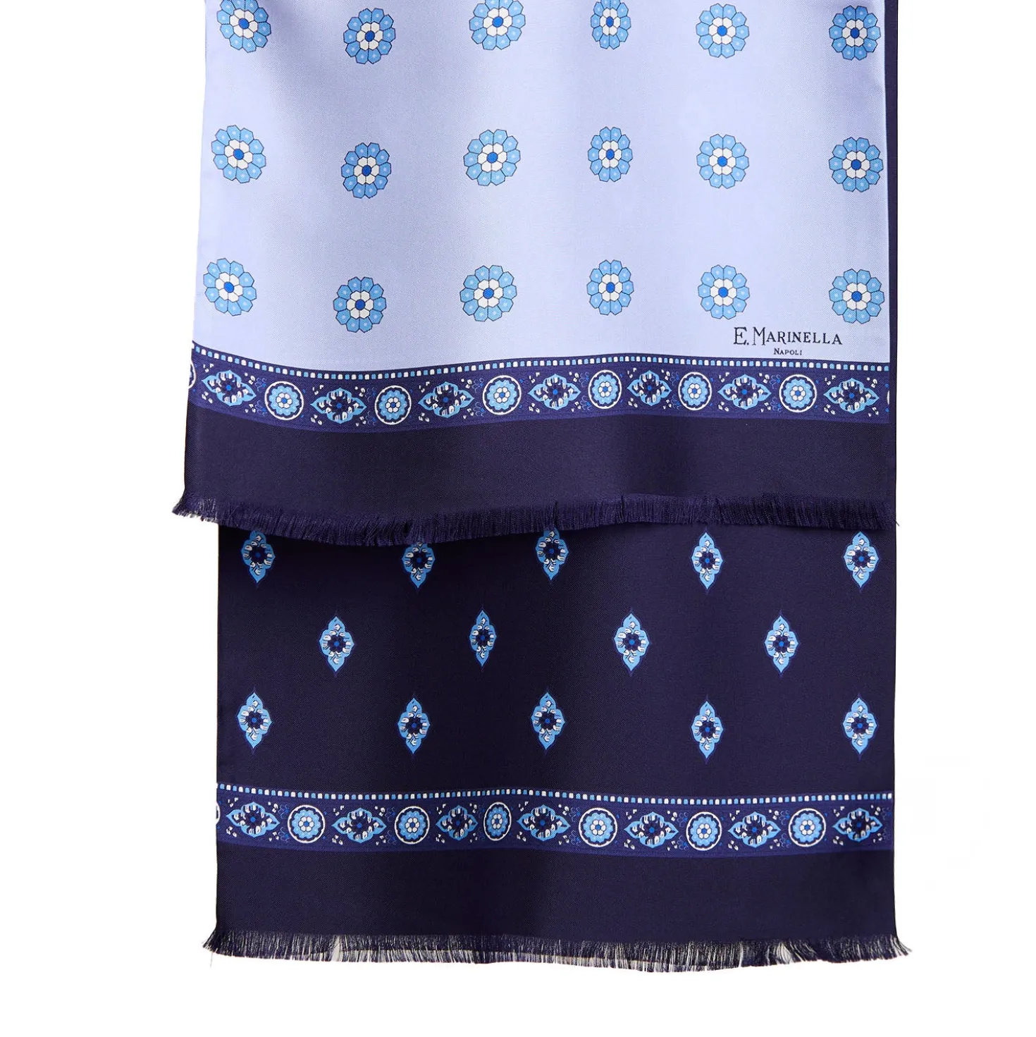 SCIARPA TUBOLARE AZZURRA IN SETA TWILL Geometric harmony