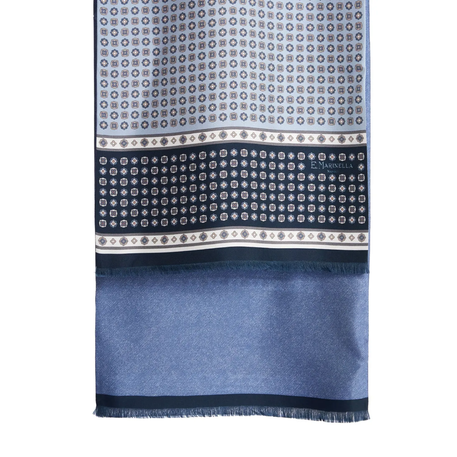 SCIARPA TUBOLARE AZZURRA IN SETA TWILL Busy pattern