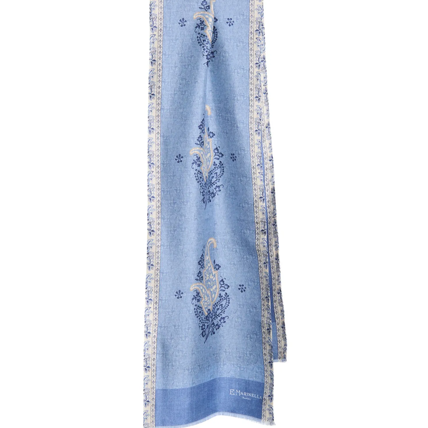SCIARPA TUBOLARE AZZURRA IN SETA TWILL Paisley pattern