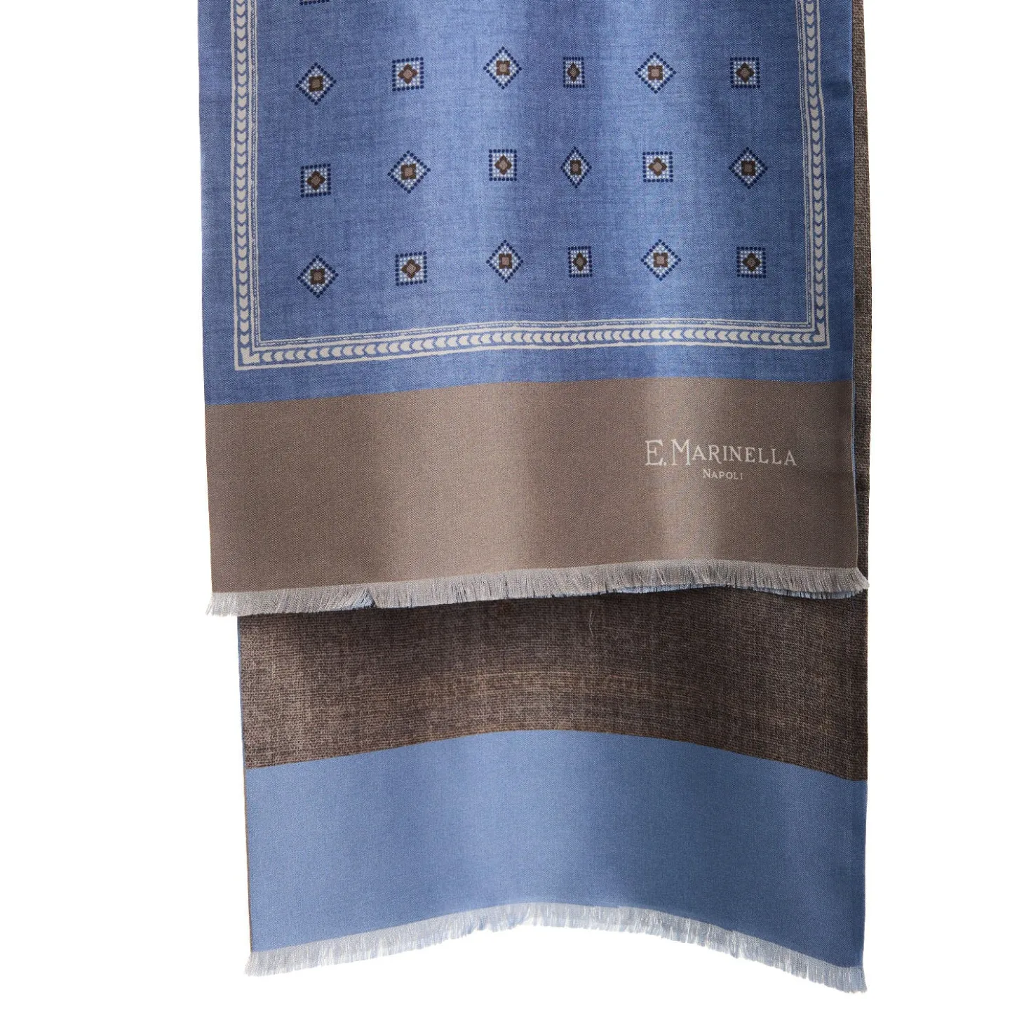 SCIARPA TUBOLARE AZZURRO POLVERE IN SETA TWILL Classic daisy