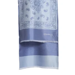 SCIARPA TUBOLARE AZZURRO POLVERE IN SETA TWILL Paisley