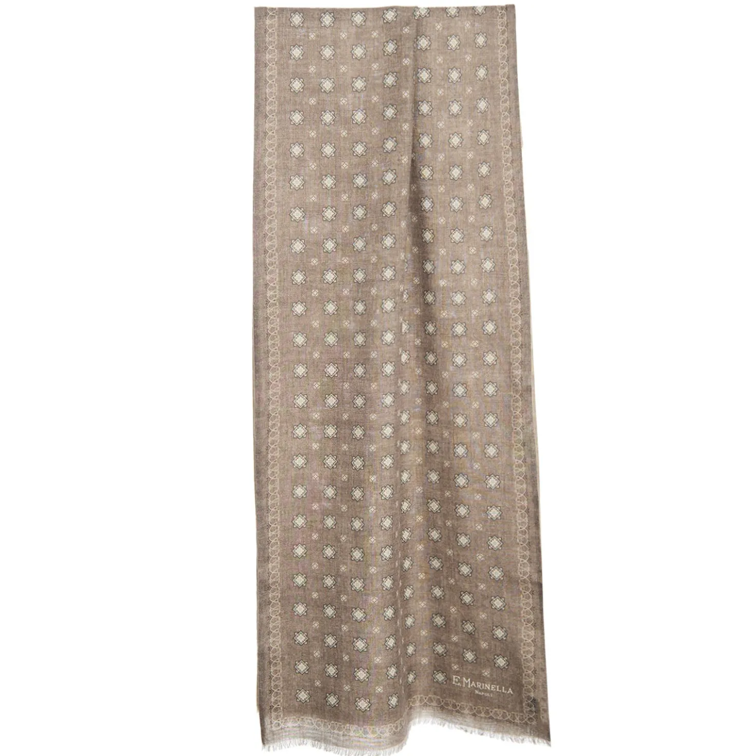 SCIARPA TUBOLARE BEIGE IN LANA E SETA Microfantasia fiore
