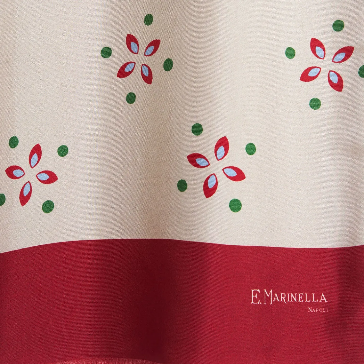 SCIARPA TUBOLARE BEIGE IN SETA TWILL Pois e fiori
