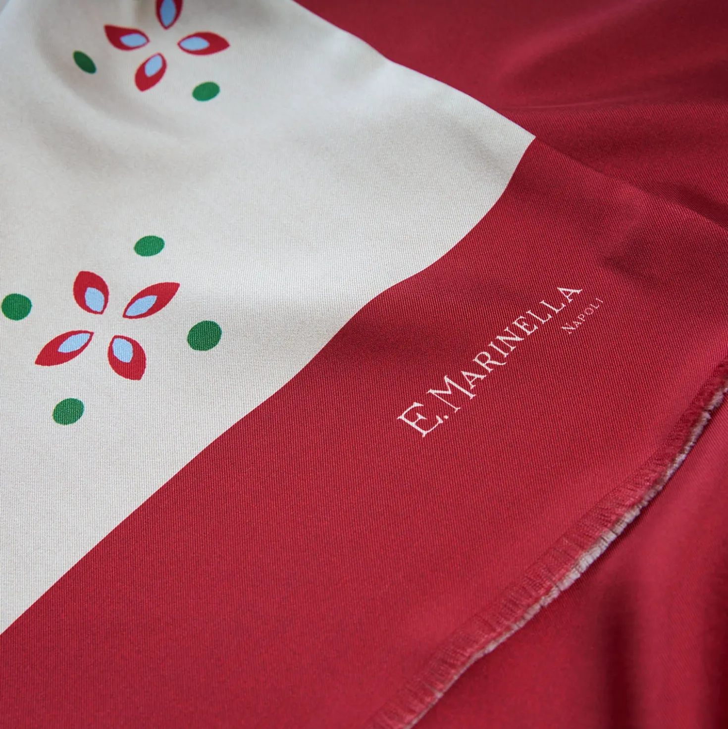 SCIARPA TUBOLARE BEIGE IN SETA TWILL Pois e fiori