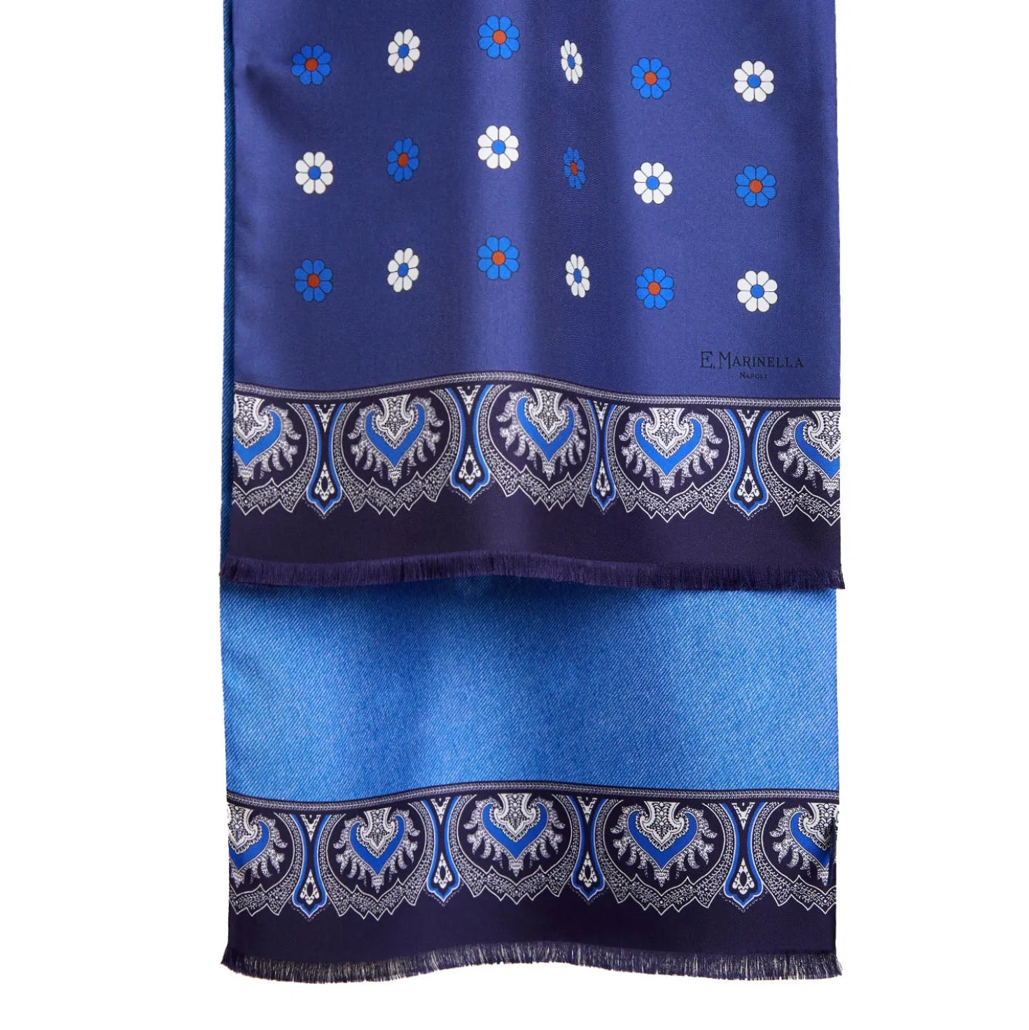 SCIARPA TUBOLARE BLU IN SETA TWILL Floral drift