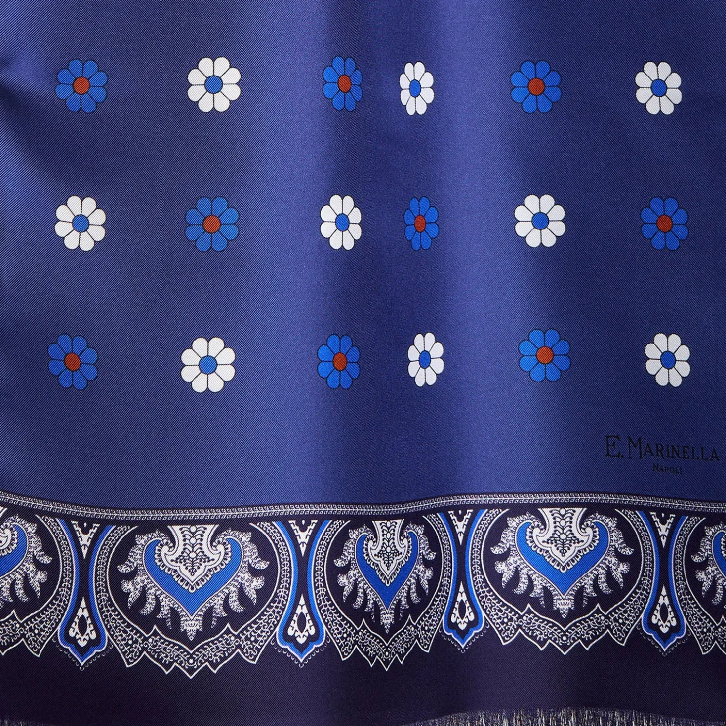 SCIARPA TUBOLARE BLU IN SETA TWILL Floral drift