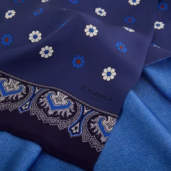 SCIARPA TUBOLARE BLU IN SETA TWILL Floral drift