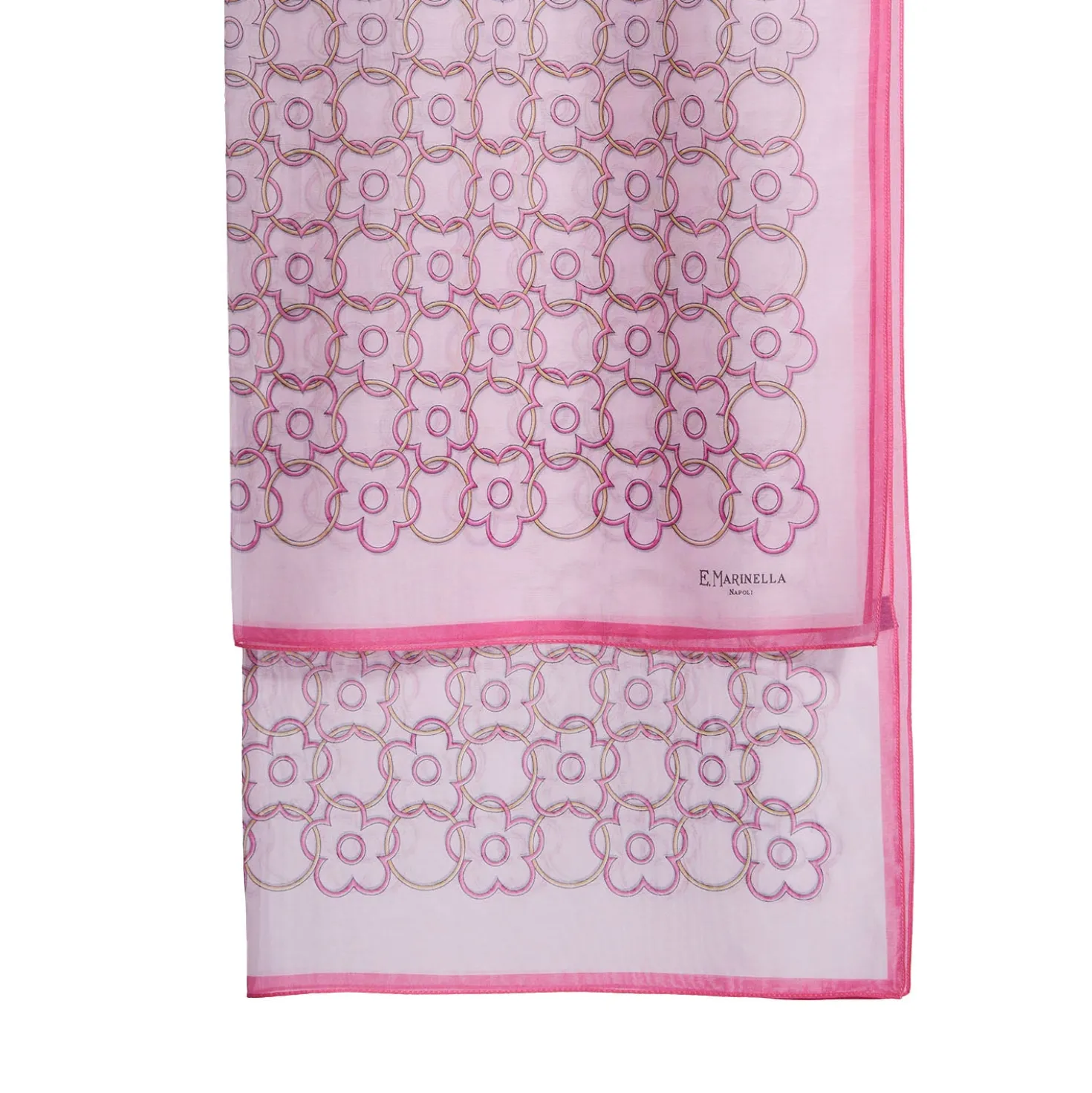 SCIARPA TUBOLARE IN VOILE DI COTONE E SETA ROSA Fiore monogram 100