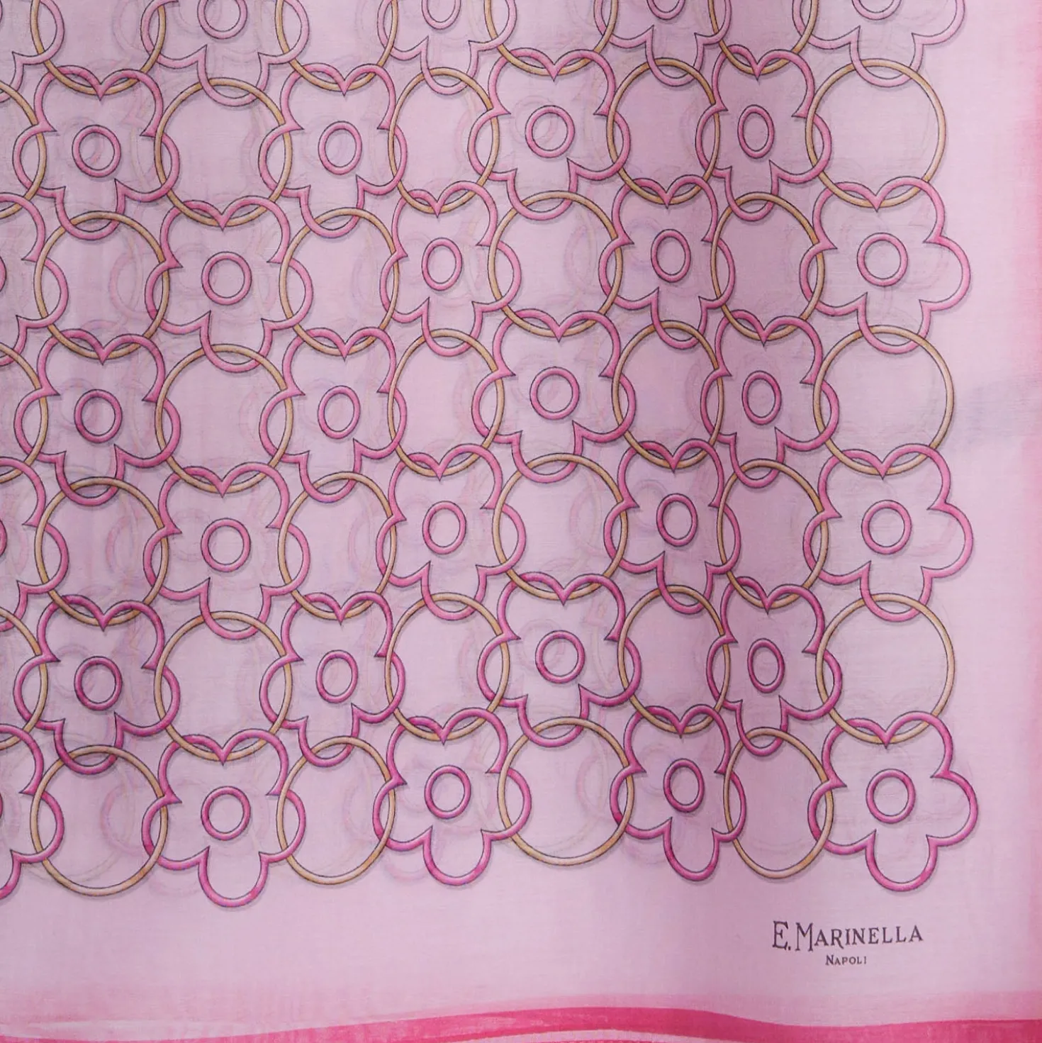SCIARPA TUBOLARE IN VOILE DI COTONE E SETA ROSA Fiore monogram 100