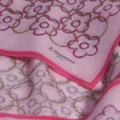 SCIARPA TUBOLARE IN VOILE DI COTONE E SETA ROSA Fiore monogram 100