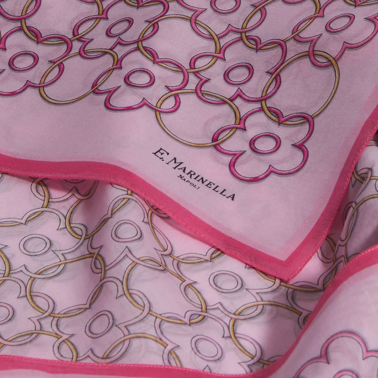 SCIARPA TUBOLARE IN VOILE DI COTONE E SETA ROSA Fiore monogram 100