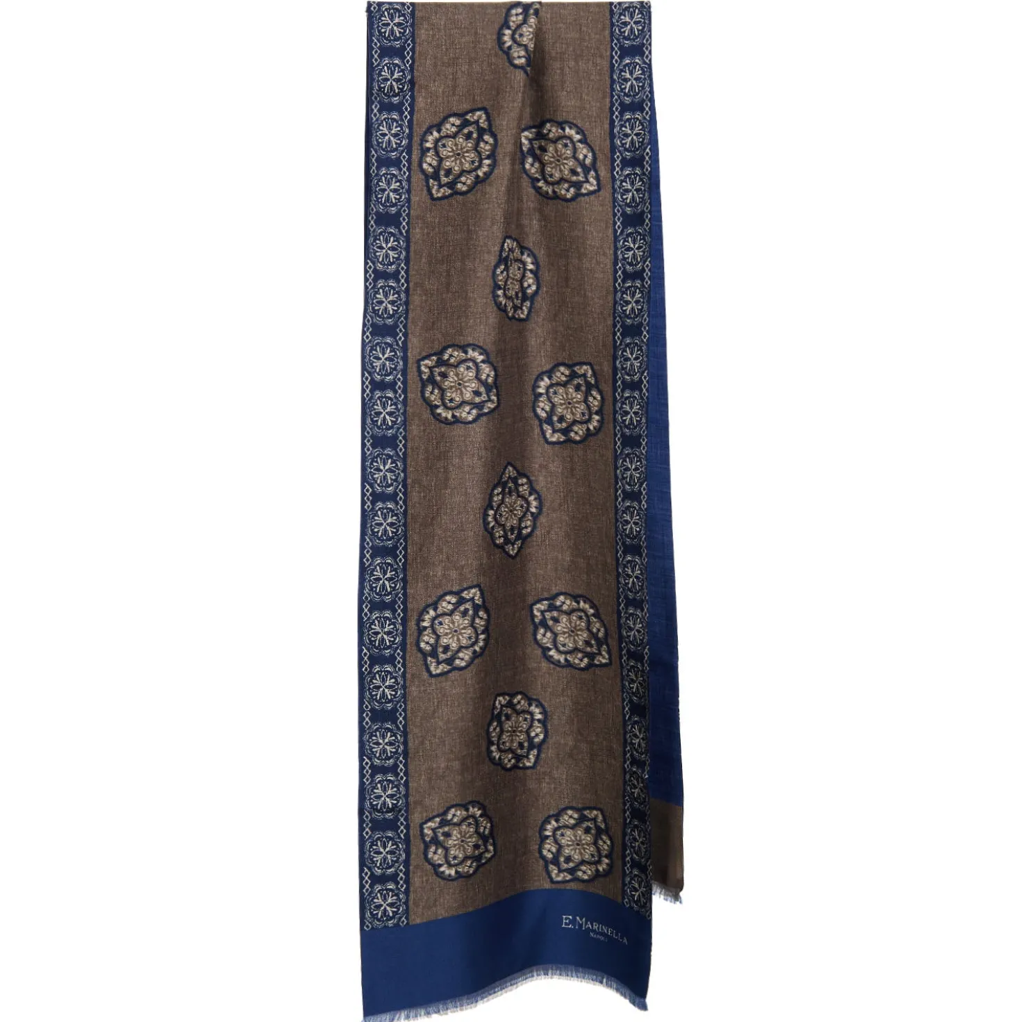 SCIARPA TUBOLARE MARRONE SCURO IN SETA TWILL Classic daisy