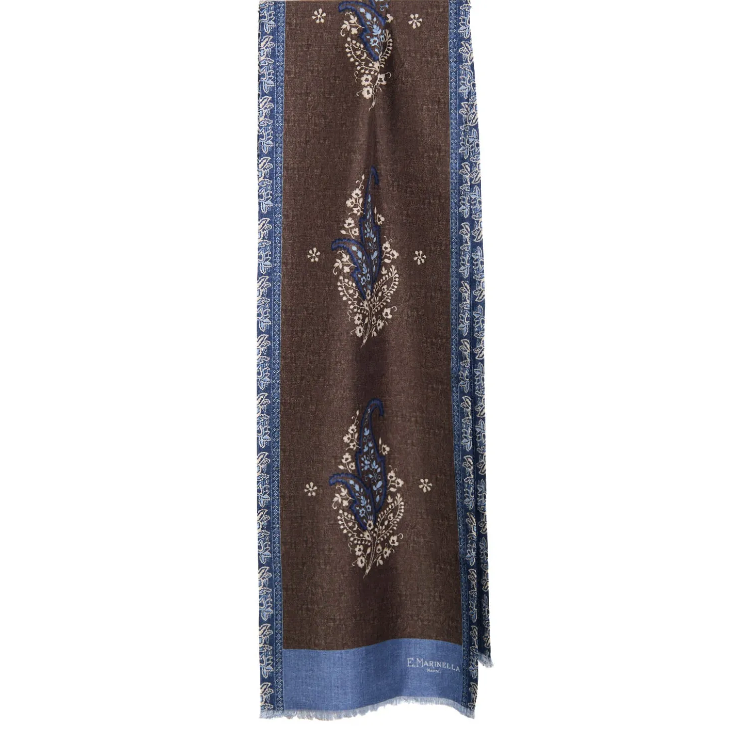 SCIARPA TUBOLARE MARRONE SCURO IN SETA TWILL Paisley pattern
