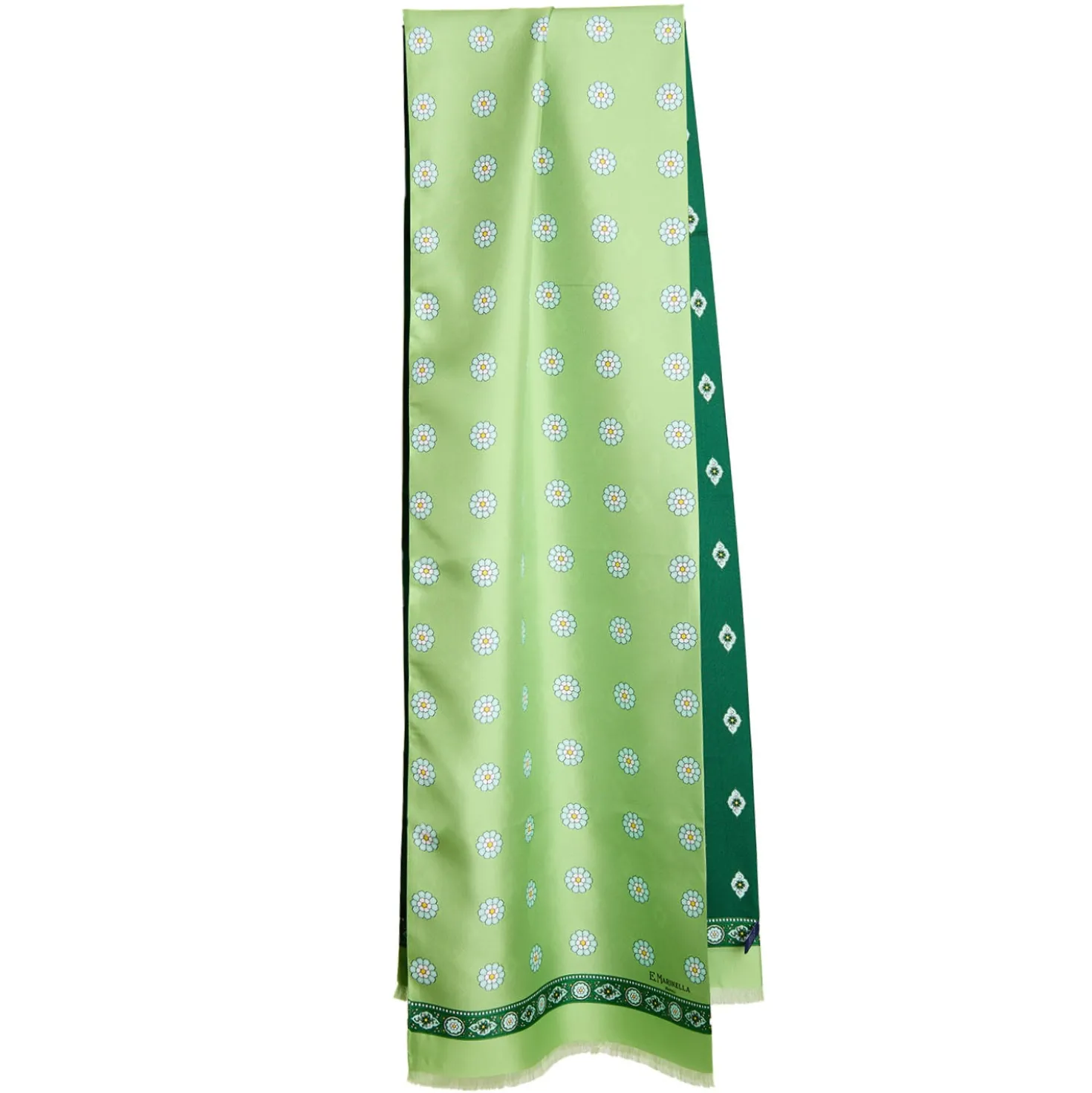 SCIARPA TUBOLARE VERDE IN SETA TWILL Geometric harmony