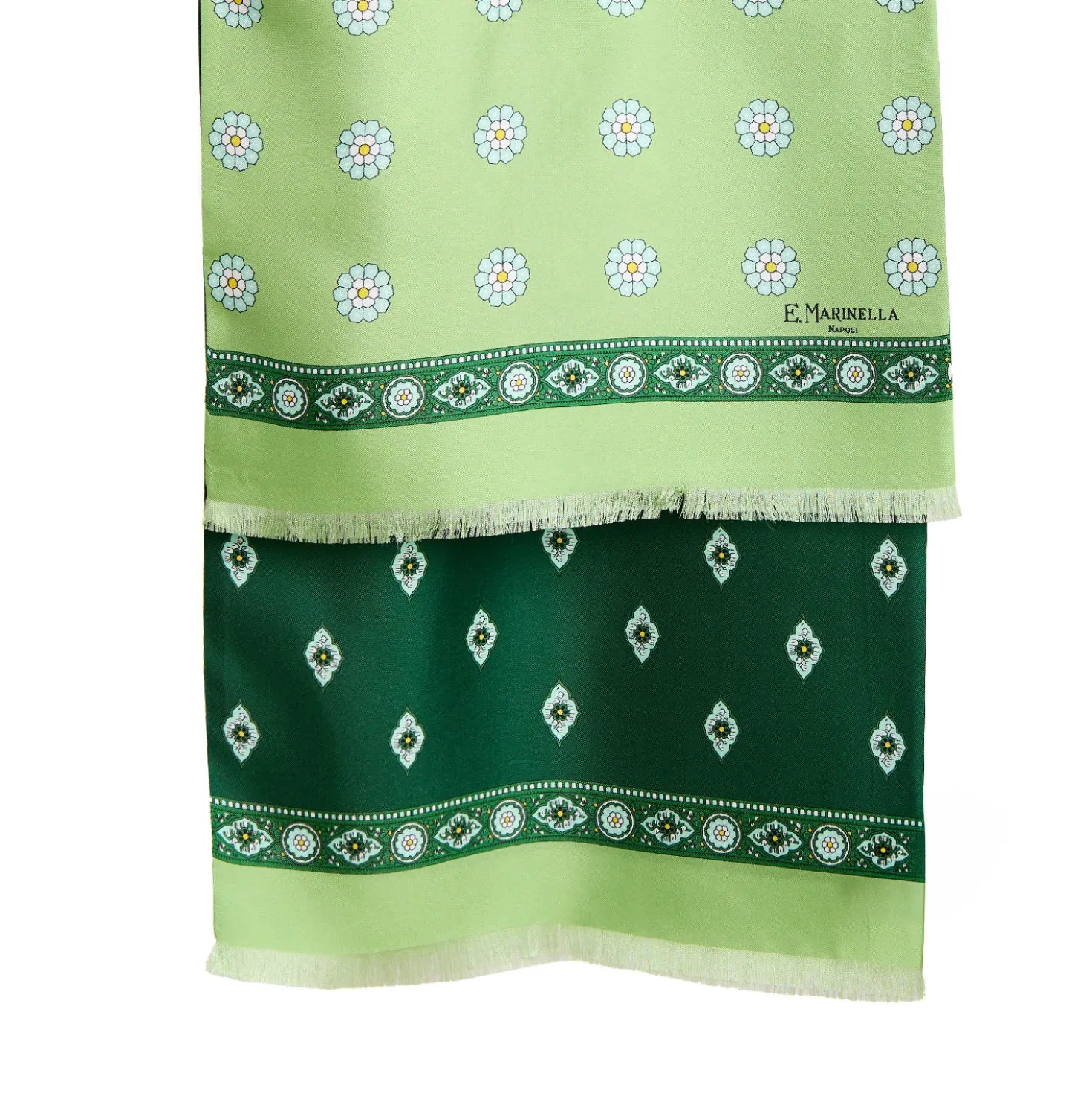SCIARPA TUBOLARE VERDE IN SETA TWILL Geometric harmony