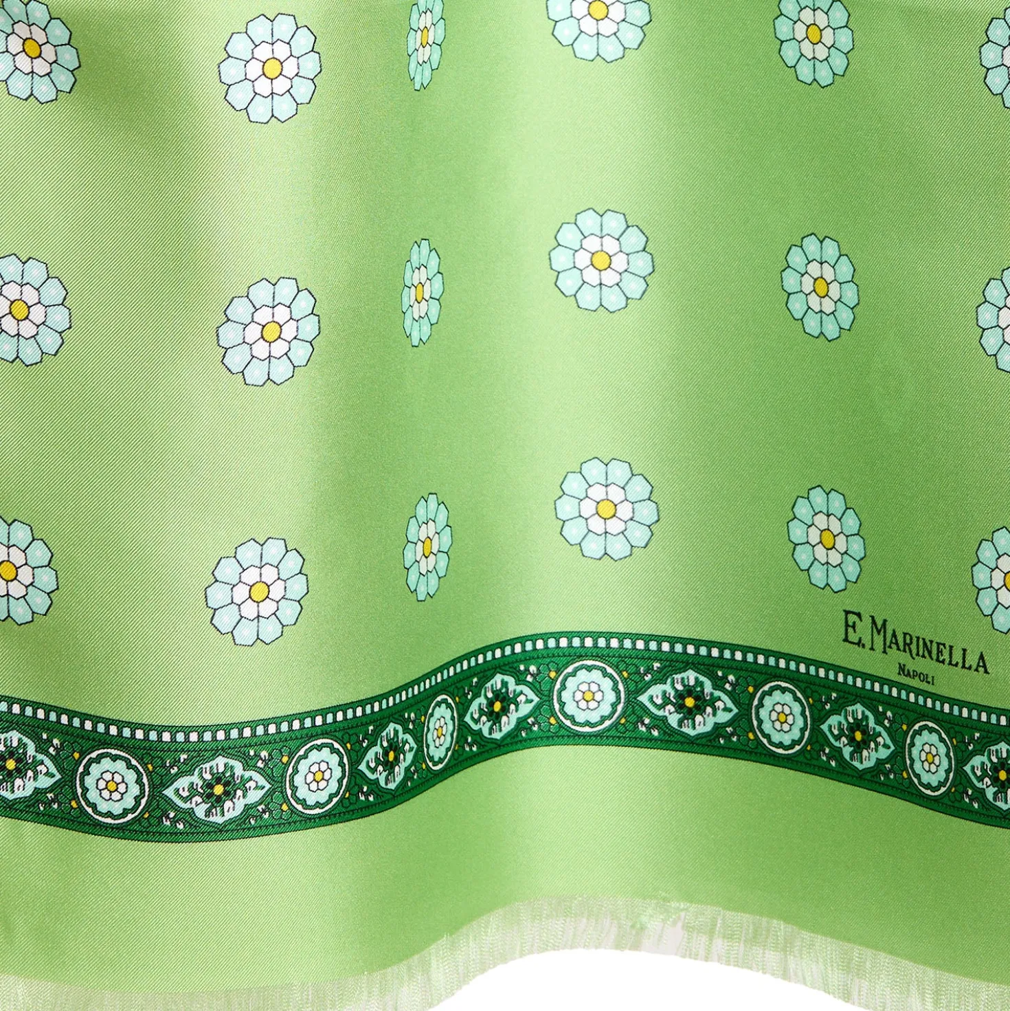 SCIARPA TUBOLARE VERDE IN SETA TWILL Geometric harmony