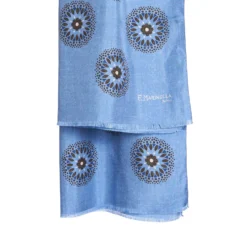 STOLA AZZURRA IN SETA MADDER Collezione floreale