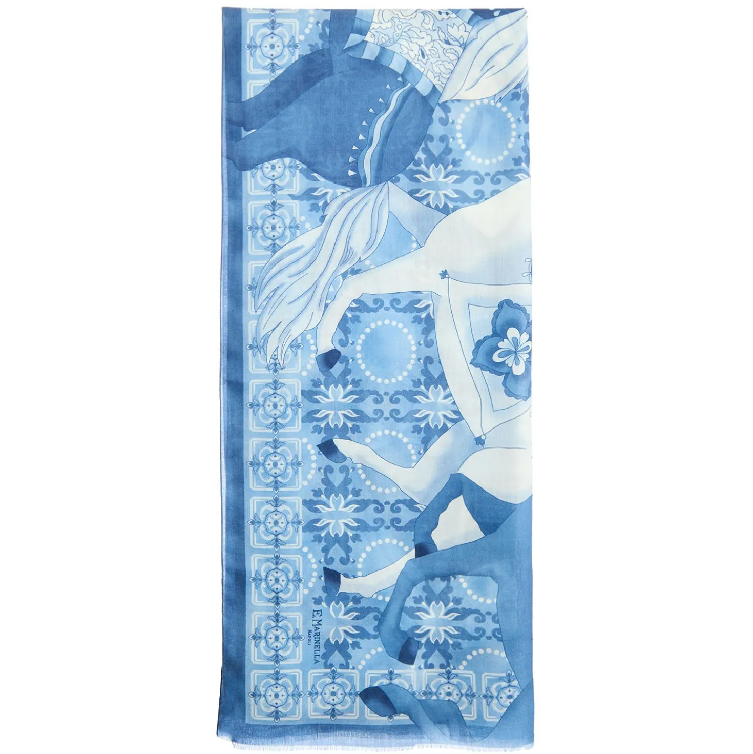 STOLA BLU IN CASHMERE Collezione elefanti